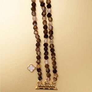 Brown natural stone beaded watch band